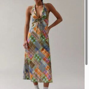 BDG Urban Outfitters Danny Madras Halter Midi Dress – Patchwork Cotton